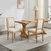 Set of 2 French Dining Side Chairs with Rattan Back and Carved Wood Frame, Upholstered Armless Chairs for Dining Room or Kitchen-Koiai - 3 of 4