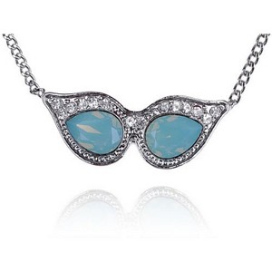 Anna-Kaci Women's Zigzag Blue Crystal Pendant Necklace, Modern Design with Adjustable Chain, Perfect for Casual and Formal Wear - Zigzag - 1 of 4