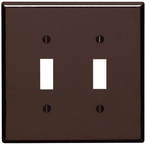 Leviton 2-Gang Plastic Oversized Toggle Switch Wall Plate, Brown - 1 of 1