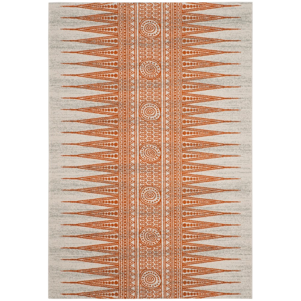6'7inx9' Geometric Design Loomed Area Rug Ivory/Orange - Safavieh