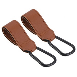Unique Bargains PU Leather Strap Multipurpose Sturdy Bag Hooks and Hangers 2 Pcs - 1 of 4
