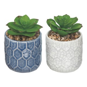 Transpac Ceramic Faux Succulent Decor Set of 2 Spring Home Decorations - 1 of 1