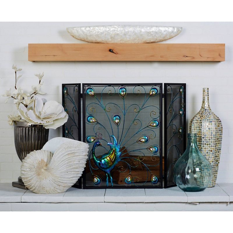 Eclectic Metal Fireplace Screen - Olivia &#38; May, 3 of 28