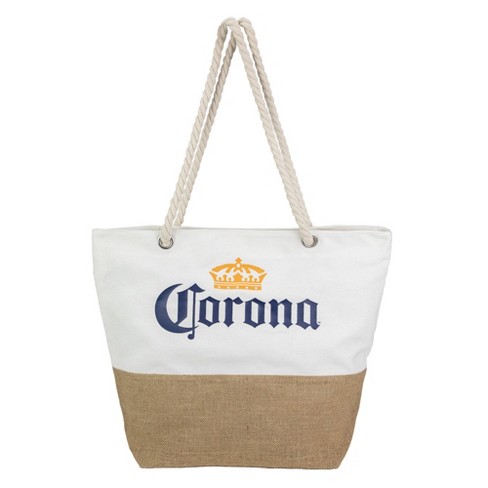 Northlight 19.25 Corona Canvas and Burlap Beach Tote Bag with Rope Handles