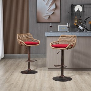 2Pcs Swivel Bar Stools With Footrest, Metal Frame, Up To 250 Lbs Load Bearing Capacity Retro Adjustable Height 35.04" To 42.9" Bar Chairs - 1 of 4