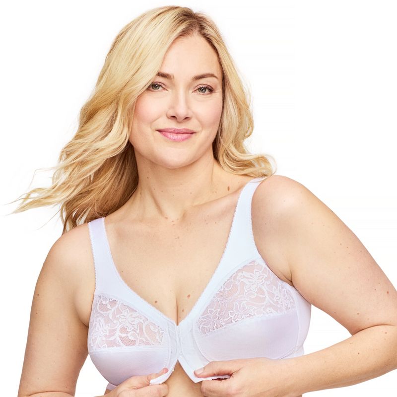 Glamorise Womens MagicLift Front-Closure Support Wirefree Bra 1200 White, 3 of 5
