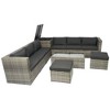 Whisen 8-Piece Wicker Rattan Patio Sectional Set with Storage Box, Cushion Box & Clear Glass Top - 4 of 4