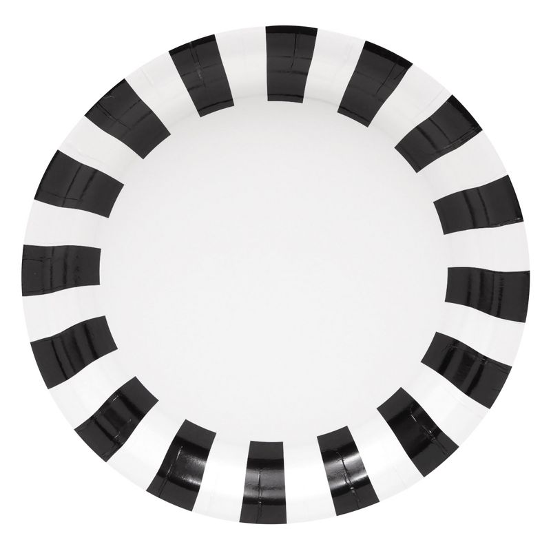 Blue Panda 144 Piece Black and White Party Supplies - Serves 24 Striped Plates, Napkins, Cups, Cutlery for Birthday, Graduation, 4 of 9