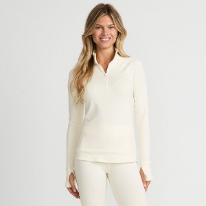 Lands' End Women's Baselayer Cozy Thermaskin Quarter Zip Top - 1 of 4