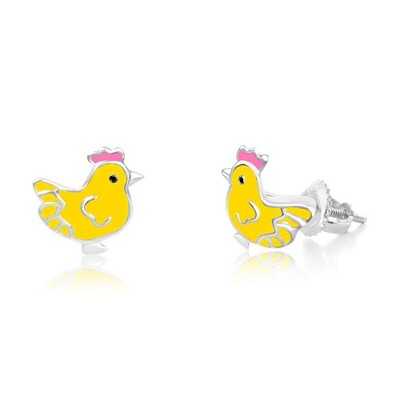 Chanteur Hypoallergenic Kids Jewelry Accessories Rooster CZ White Gold Palladium Plating Stud Earrings Surgical Titanium Posts
