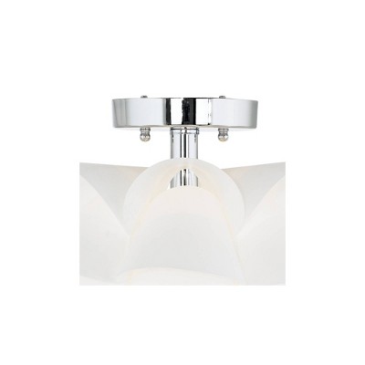 Modern Petal Design Semi-Flush Ceiling Light in White and Chrome