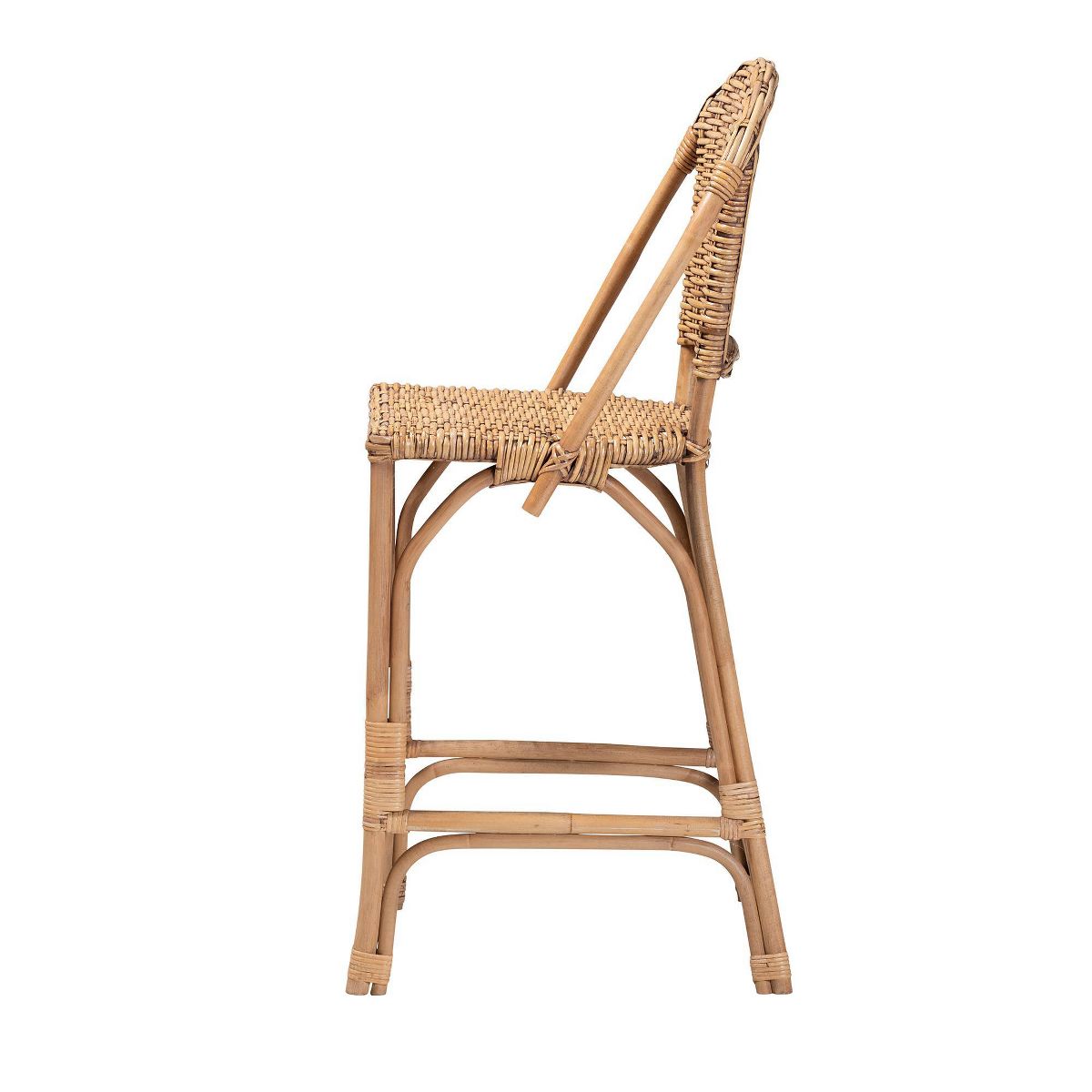 bali & pari Neola Natural Rattan Barstool Brown: Bohemian Style, Fixed Height, No Assembly Required - thumbnail 4