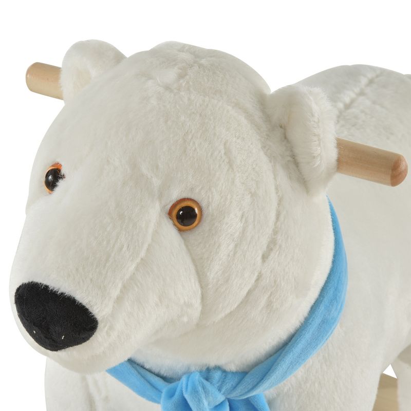 Qaba Kids Ride On Rocking Horse with Soft Polar Bear Body, Fun Roaring Sound, & Safety Handlebars/Footrests, 5 of 9