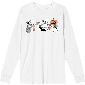 Kids Halloween Cartoon Icons Adult Crew Neck Long Sleee Tee - 1 of 2