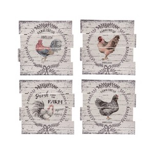 Transpac MDF Farm Chicken Slat Sign Set of 4 Spring Home Decorations - 1 of 1
