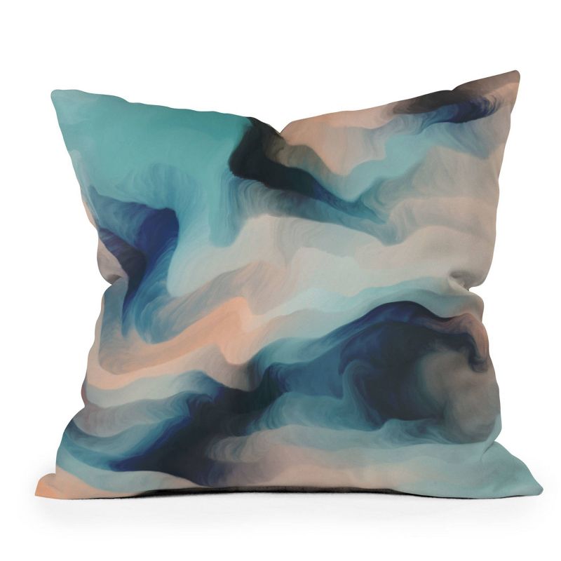 Marta Barragan Camarasa Abstract Tidal Waves Outdoor Throw Pillow Blue - Deny Designs, 1 of 5