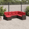 vidaXL 7 Piece Patio Sofa Set with Cushions Brown Poly Rattan - Brown and Red Without Table - 2 of 4