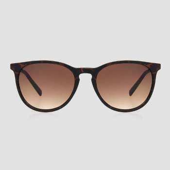 Women's Tortoise Shell Print Plastic Round Sunglasses - Universal Thread™ Brown