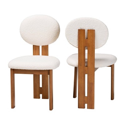 Kacela Cream Boucle Upholstered Side Chair with Walnut Wood Frame