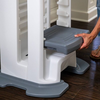 White Adjustable Plastic Toddler Step Stool with Safety Sides