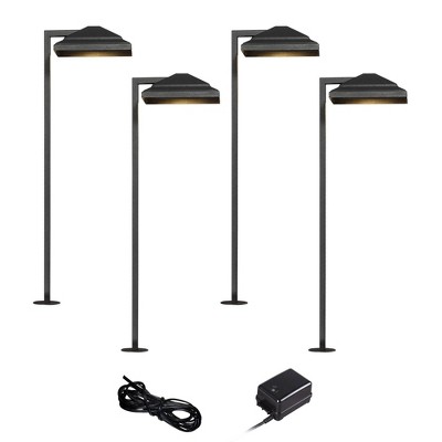 John Timberland Basset Textured Black 6-Piece LED Landscape Path Light Set