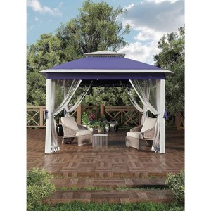 11x11 Pop-Up Gazebo Canopy Tent - Instant Outdoor Shelter with Double Roof & Mosquito Net - Includes 4 Sandbags - Sun Shade for Patio, Backyard, - 1 of 4