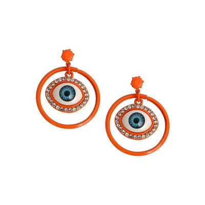 SOHI Women's Pumpkin Orange The Evil-Eye Loop Drop Earrings