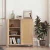 Modern Woven Rattan Doors Storage Cabinet with Adjustable Shelves,2 Doors Accent Cabinet for Living Room or Dining Room-Cuddlewood - 3 of 4