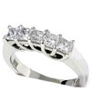 Pompeii3 3/4 ct Princess Cut Diamond Wedding Ring 5-Stone Womens Stackable Band 14k Gold - 3 of 4