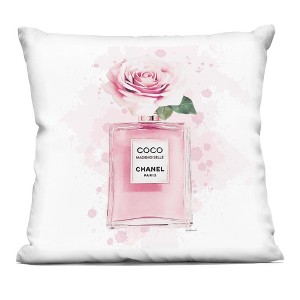 Stupell Industries Pink Flower Perfume Fashion Glam Design Indoor Decorative Throw Pillow, 18 x 18 - 1 of 3