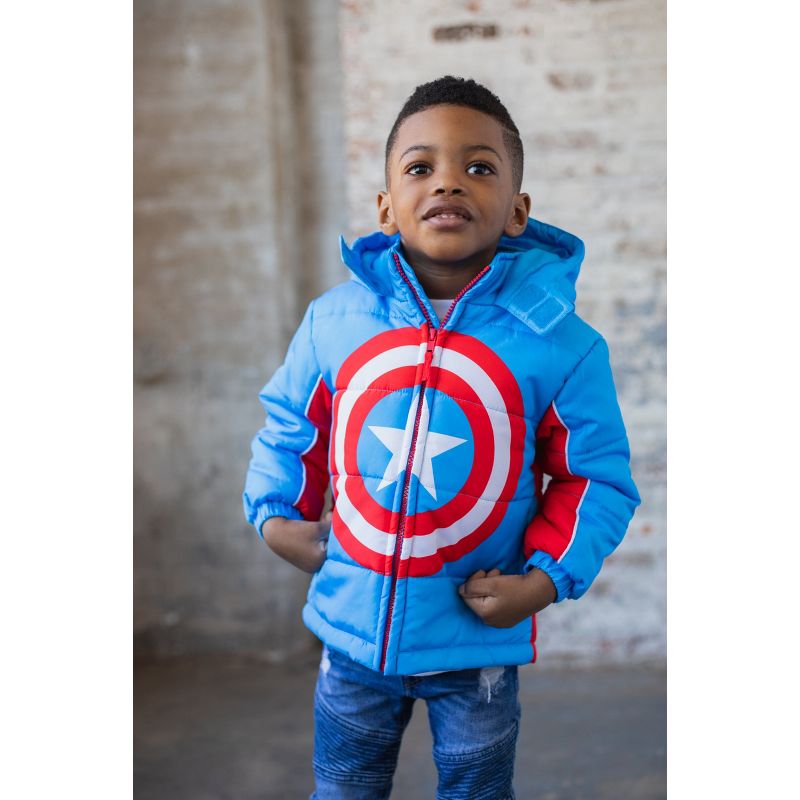Marvel Avengers Spider-Man Hulk Black Panther Captain America Zip Up Winter Coat Puffer Jacket Toddler to Big Kid, 2 of 8