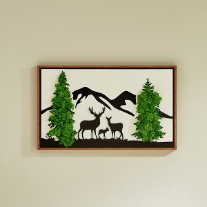 Gulches Deer Metal Art Moss Wall Decor - Heartwarming Nature Scene with Eco-Friendly Elegance - 1 of 4