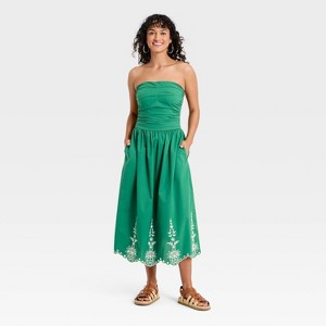 Women's Strapless Midi Sundress - Universal Thread Green L : Target