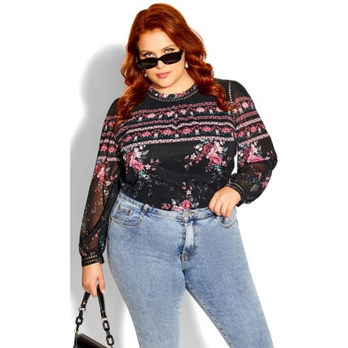 Women's Plus Size Adele Top - Black | City Chic : Target