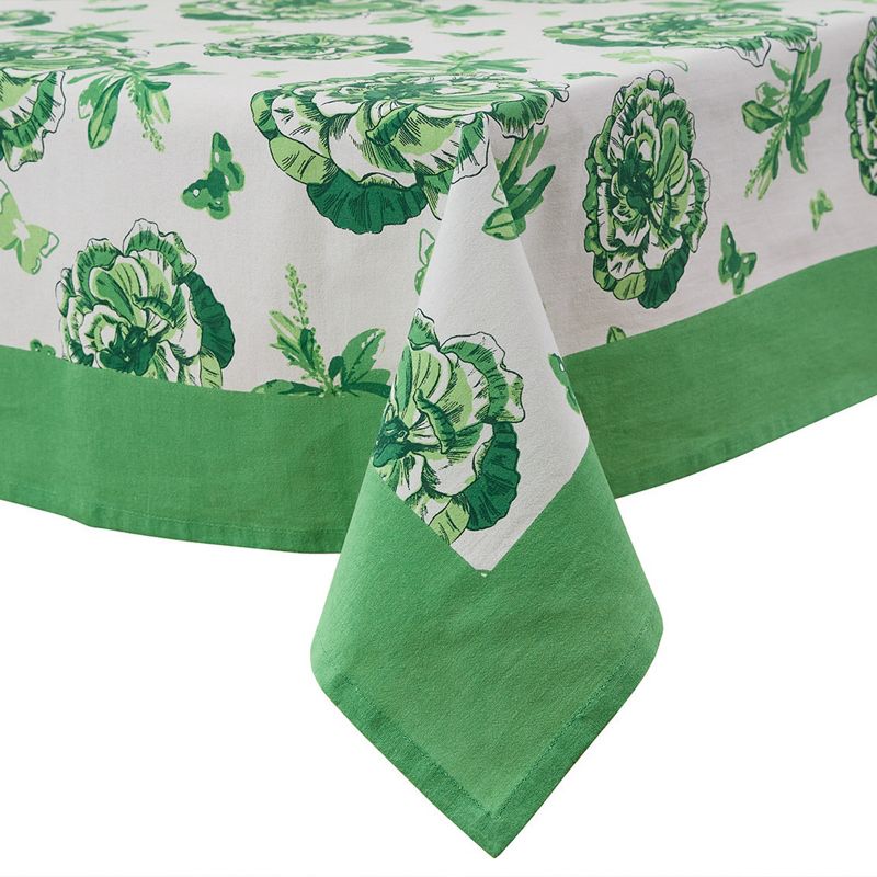 Patricia Heaton Home Green Florals And Flitters Tablecloth 54" X 54", 1 of 4