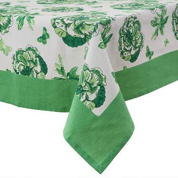 Patricia Heaton Home Green Florals And Flitters Tablecloth 54" X 54"