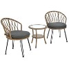 Outdoor Leisure Set, 2 Rattan Single Chairs with A Glass Round Table, Perfectly Suited for Patios, Balconies, and Courtyards - 3 of 4