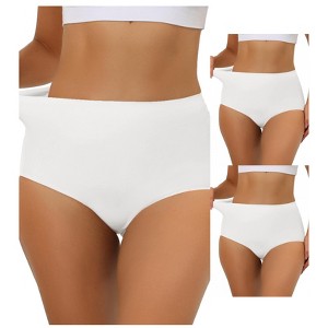 Allegra K Women's Elastic High Waist Unlined Breathable No-Show Hipster Underwear 3 Packs - 1 of 4
