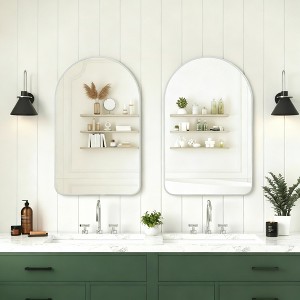 Spassway 36"H x 24"W Arched Metal Accent Wall Mirror Bathroom Mirror Wall Decor for Living Room Bedroom Entryway Office Home - 1 of 4