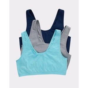 Hanes Women's Cotton Scoopneck Crop Sports Bralette, Low Impact, 3-Pack - 1 of 1