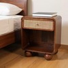 HomeRoots 21" Chestnut Solid Wood Cane Rattan One Drawer Nightstand - 2 of 4