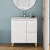 Gulches 31 in 1 Sink All-in-One Vanity Glossy White Bath Vanity with White Ceramic Top Soft Close Wood Feet - 3 of 4