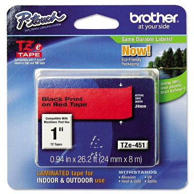 Brother P-Touch TZe Standard Adhesive Laminated Labeling Tape - Black/Red