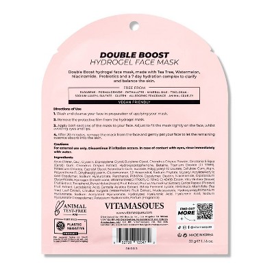 Vitamasques Double Boost Hydrogel Clear + Balance Face Mask - Tea Tree &#38; Watermelon - 1.16 fl oz