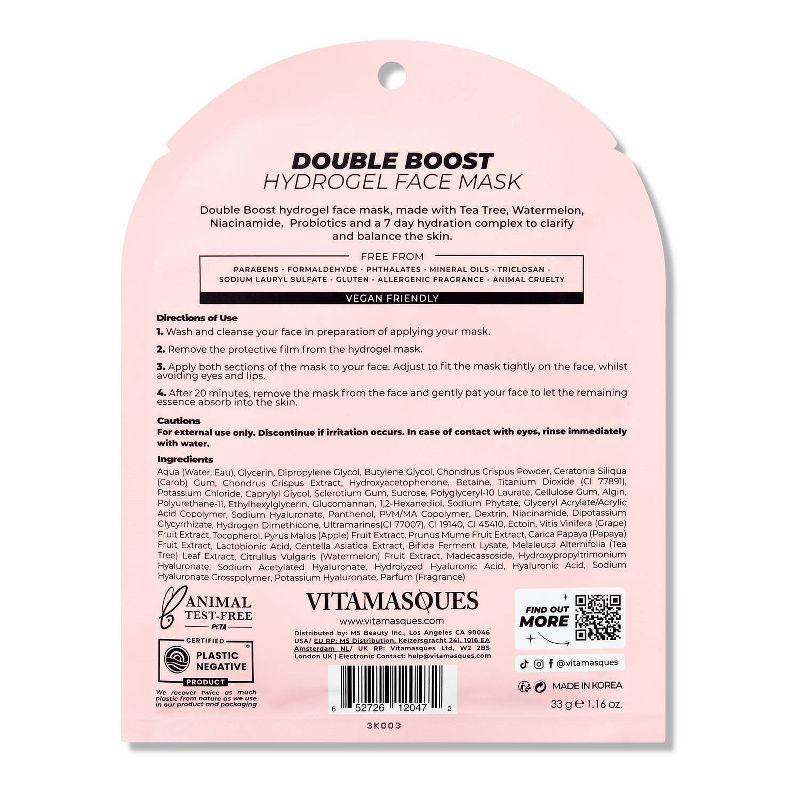 Vitamasques Double Boost Hydrogel Clear + Balance Face Mask - Tea Tree &#38; Watermelon - 1.16 fl oz, 3 of 9