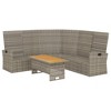 vidaXL 2 Piece Patio Lounge Set, Grey Poly Rattan with Cushions - Durable, Weather Resistant, Adjustable Acacia Wood Tabletop, Comfortable Seating - 4 of 4