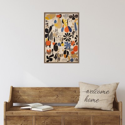 Botanical Selection Abstract Canvas Wall Art with Bronze Frame