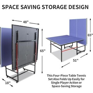 Portable Collapsible Table Tennis Table Set ¨C 8FT/9FT Indoor/Outdoor Ping Pong Table, Quick Assembly, Net, 2 Paddles, 3 Balls, Single Player Playback - 1 of 4
