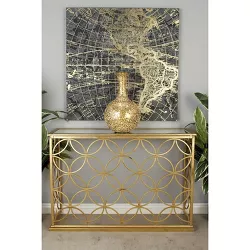 Rectangular Traditional Modern Metal Console Table Gold - Olivia & May