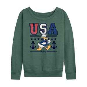 Women's - Disney - Americana Lightweight French Terry Wide Neck Long Sleeve Shirt - 1 of 4